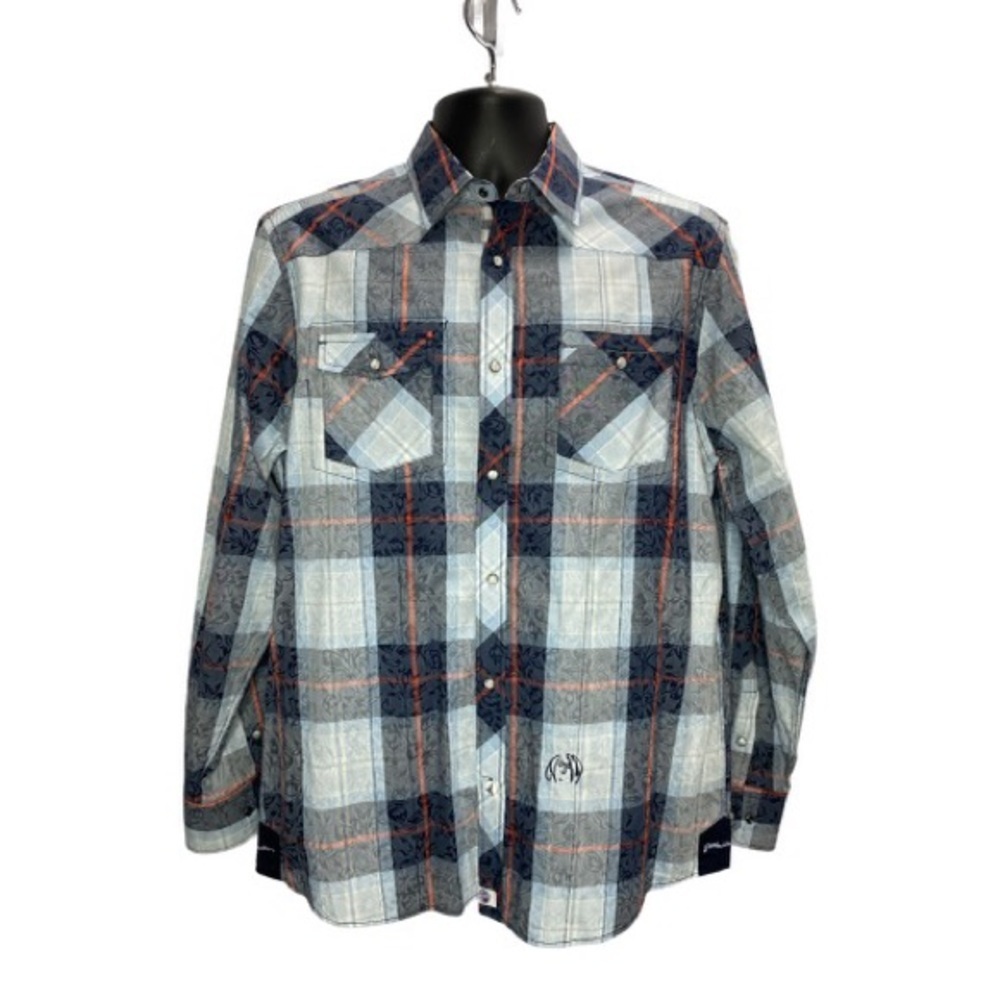 John Lennon Plaid Button Snap Shirt Size 16.5/17